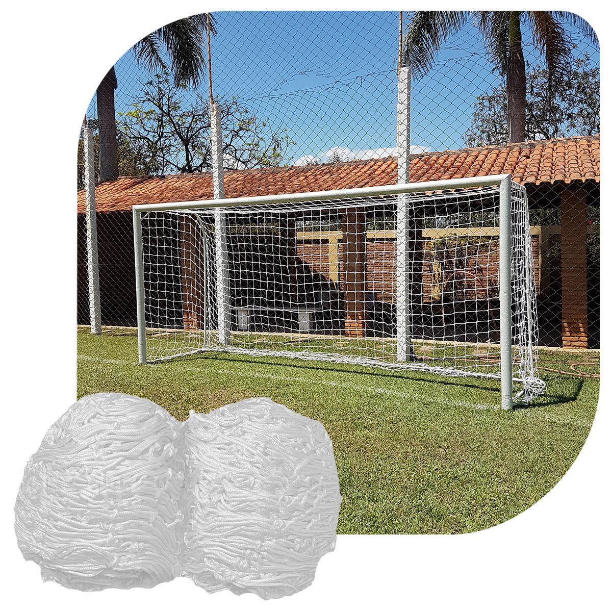 Miniatura Par Rede Trave De Gol Futsal Fio 4 Seda Futebol De Salão