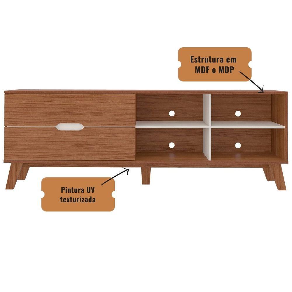 Miniatura Rack Verona Aparador Bancada Para Tv 75 Cedro / Off White