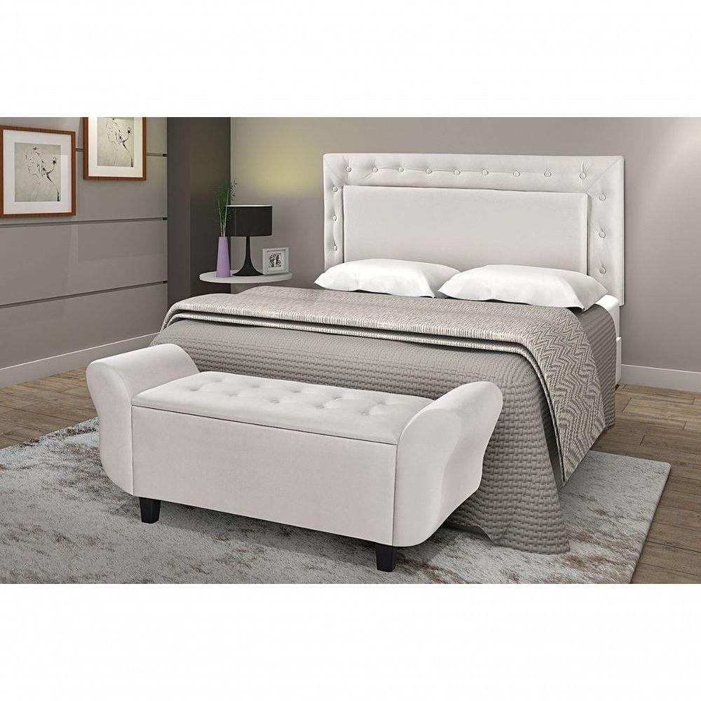 Miniatura Conjunto Quarto Recamier Baú Cabeceira 140 Cm Bege
