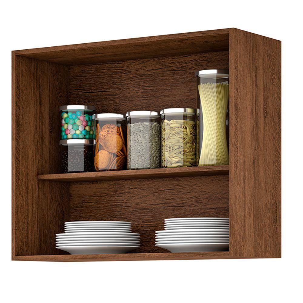 Miniatura Armario Aereo 2 Portas Milla Castanho Off White Puxador Aluminio