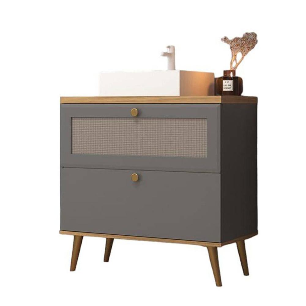Miniatura Gabinete de Banheiro 80cm com Cuba Ref 800 Cinza /Itapuã