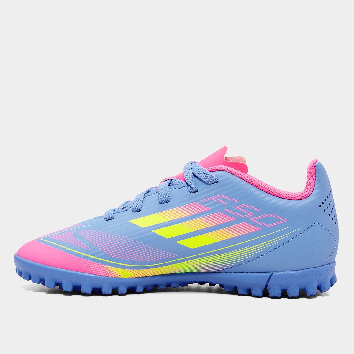 Chuteira Society Infantil Adidas F50 Club Azul+Verde - 26