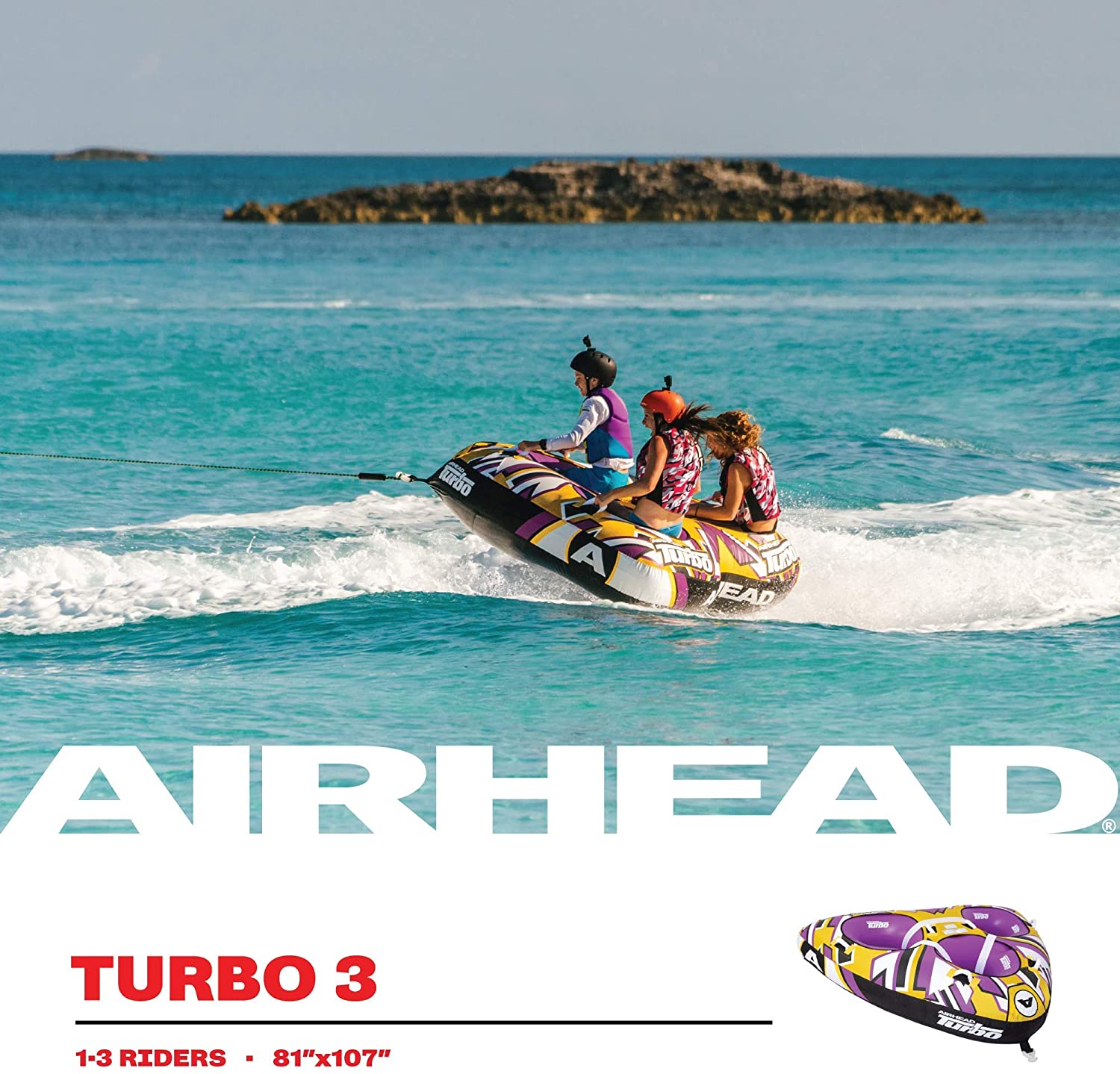 Miniatura AIRHEAD Boia Rebocável Inflável Para 3 Pessoas Resistente R oxa