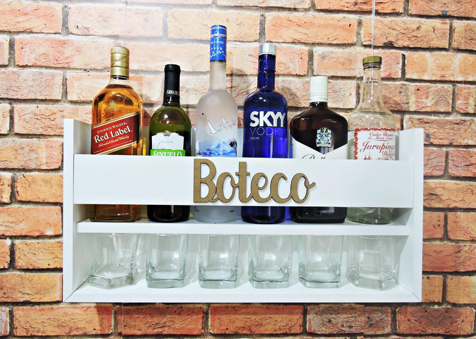 Miniatura Mini Bar Parede 100% Mdf Alta Qualidade Copos Bebidas Boteco branca - RedSkull - 1