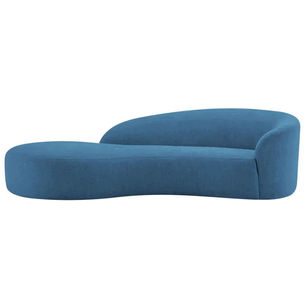 Divã Recamier Orgânico França 200cm Lado Esquerdo Linho - Amarena Moveis Cor Azul Royal