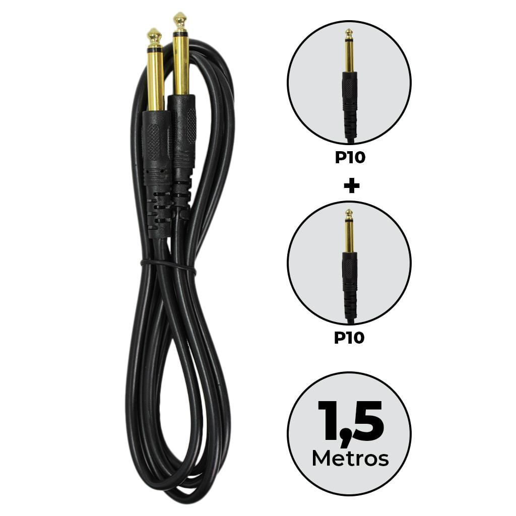 Miniatura Cabo Para Guitarra Baixo Violão P10 X P10 Com 1,5 Metros