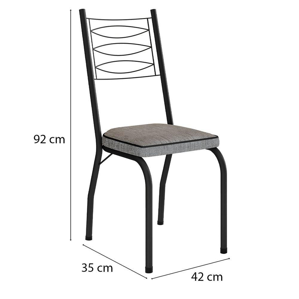 Miniatura Kit 6 Cadeiras Aço Carbono Tubular Metálica Acabamento D-25 Luana Preto-grafiato
