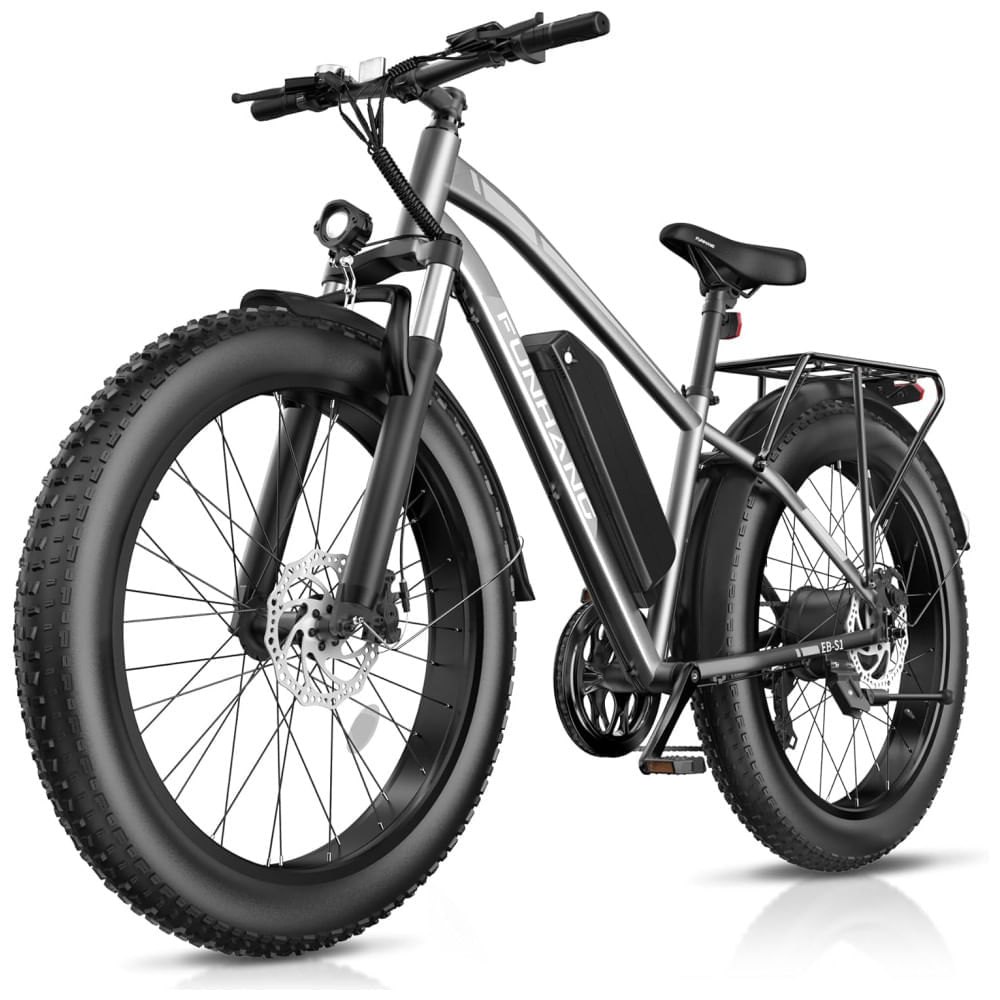 Miniatura Bicicleta Elétrica para Adultos: Peak 1000W Ebike, 25MPH 60 Miles com Roda Gorda de 26'', Bateria de 48V 13AH, Suspensão Dianteira, Sinalizador de Cur