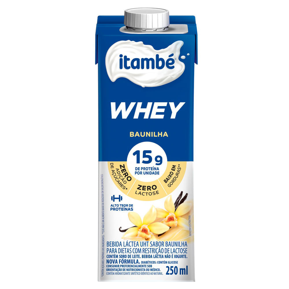 Miniatura Bebida Láctea UHT Itambé Whey com 15g de Proteína Sabor Baunilha 250ml