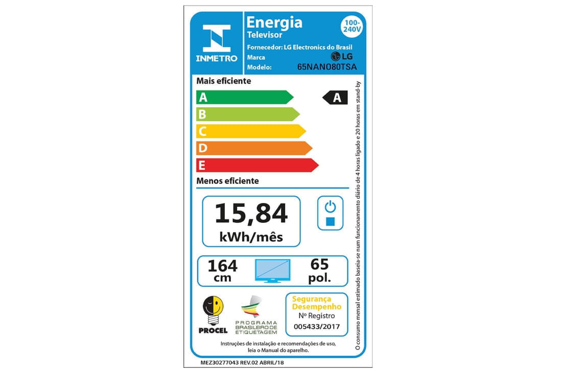 Smart TV LG NanoCell NANO80 4K de 65 polegadas 65NANO80