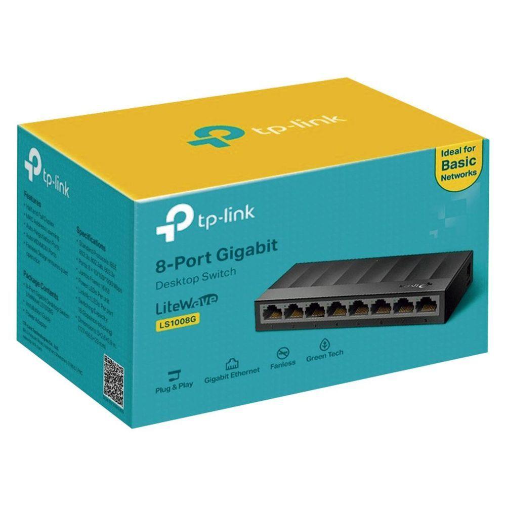 Miniatura Switch Gigabit De Mesa Com 8 Portas 10-100-1000 Ls1008g Smb