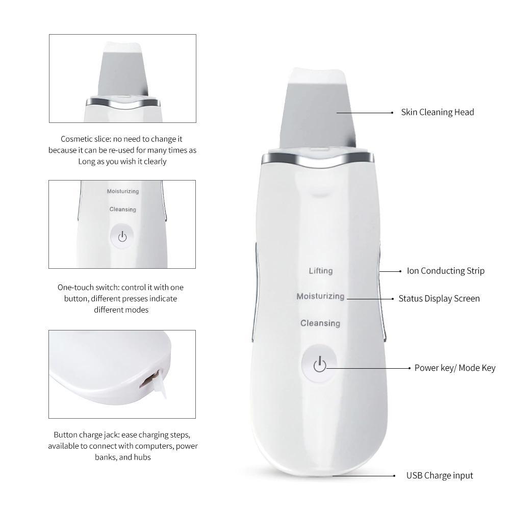 Miniatura Removedor De Cravos Espátula Peeling Ultrassónico Portátil