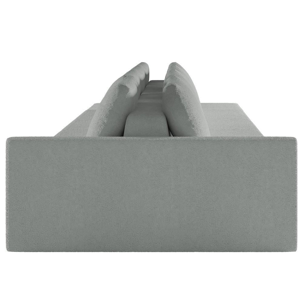 Sofá Ilha Modular Com Puff Para Sala Living 392cm Georgia K04 Bouclê Cinza Claro - Mpozenato