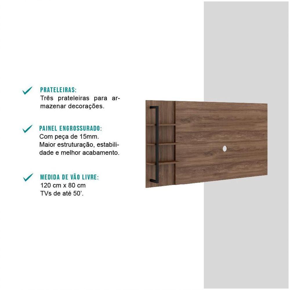 Painel Amazonas para Tv Até 50" Com Prateleiras Madeirado
