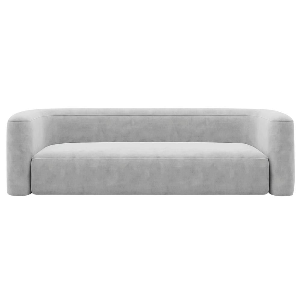 Sofá 3 Lugares 180cm Orgânico Luxo Recepção Melina Linho Cinza Claro