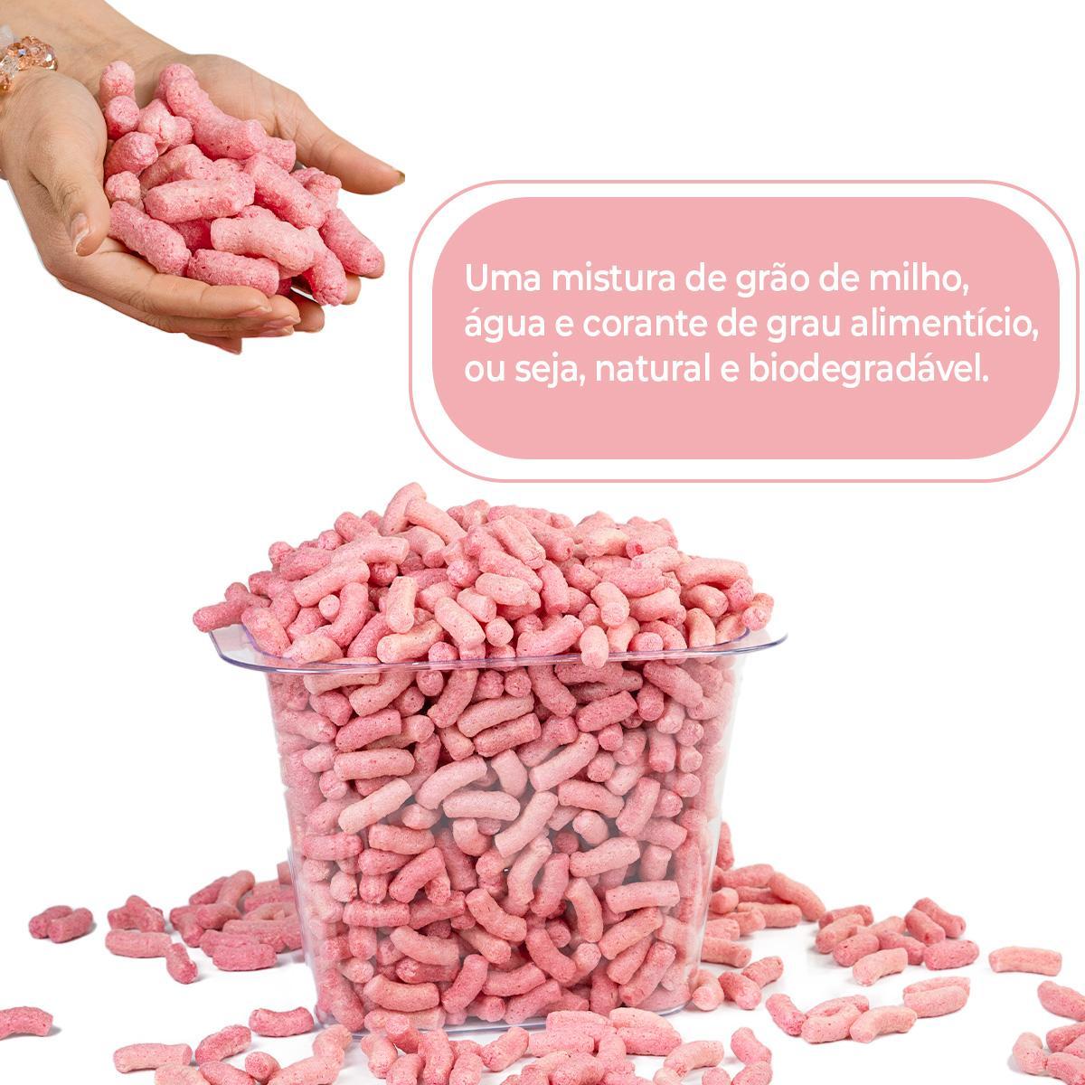 Miniatura 45 Litros Flocos De Proteção Enchimento Biodegradável Rosa