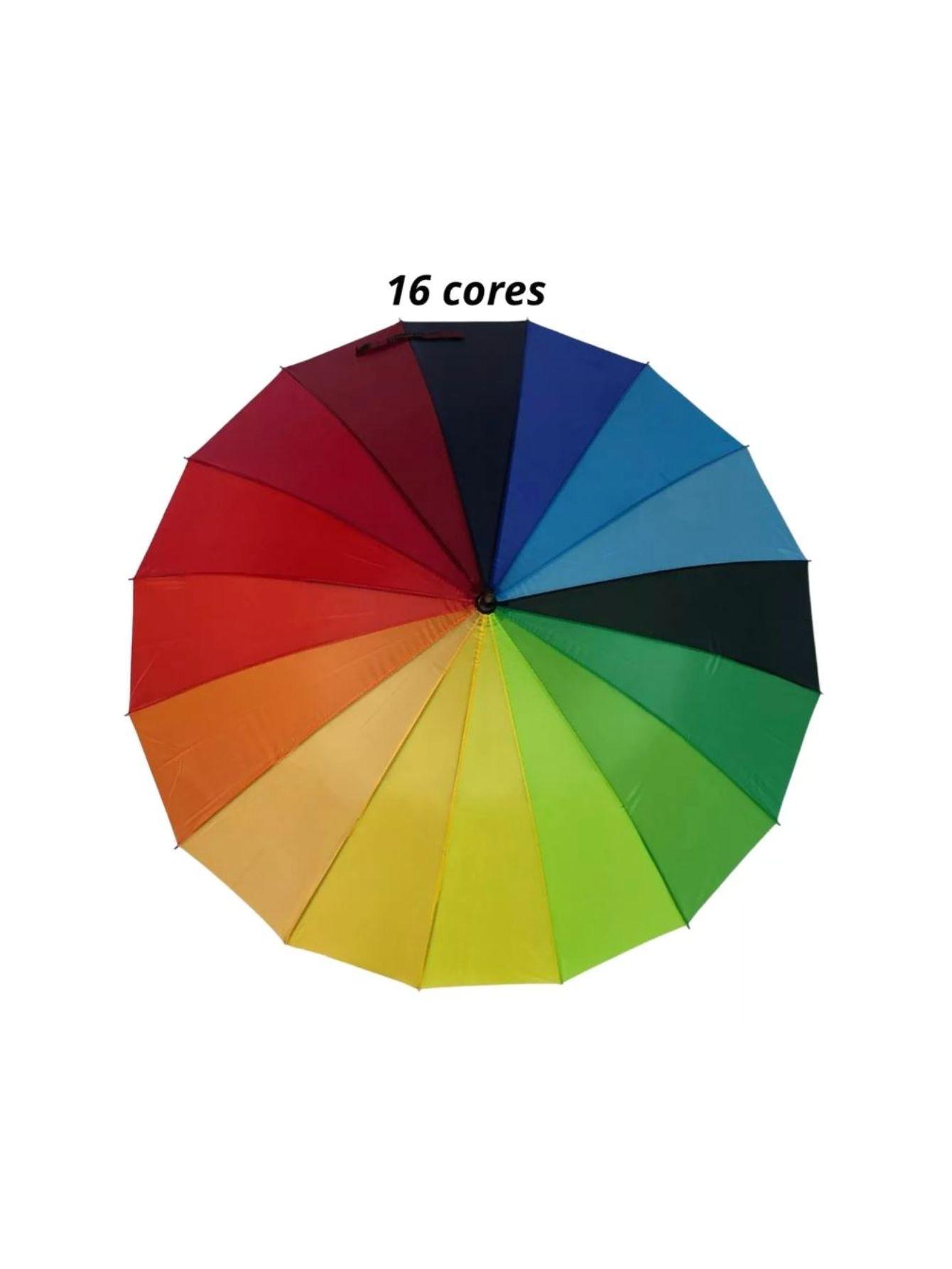 Miniatura 6 Guardas Chuva Arco Iris 16 Varetas Automático Reforçado