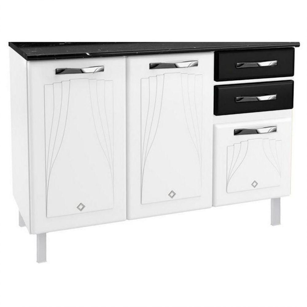 Miniatura Kit Cozinha Star 3 Portas De Vidro Com 2 Gavetas Telasul Preto