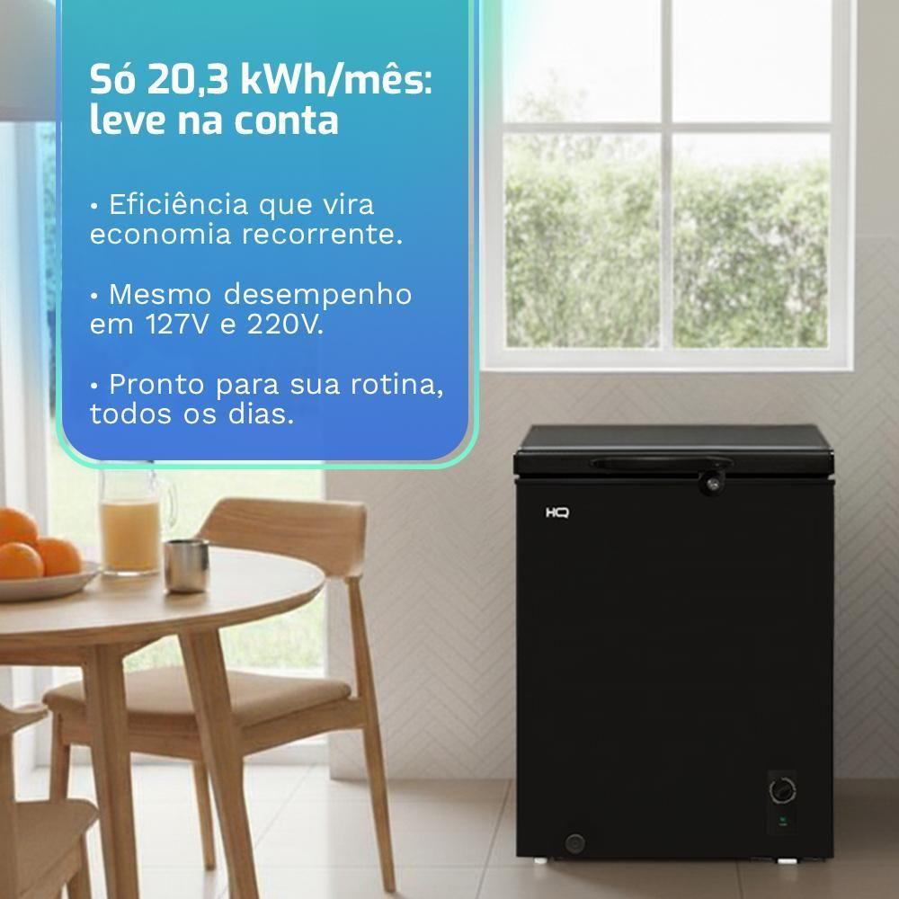 Miniatura Freezer E Conservador Horizontal HQ 155 Litros Preto HQ-155CFHL 110V