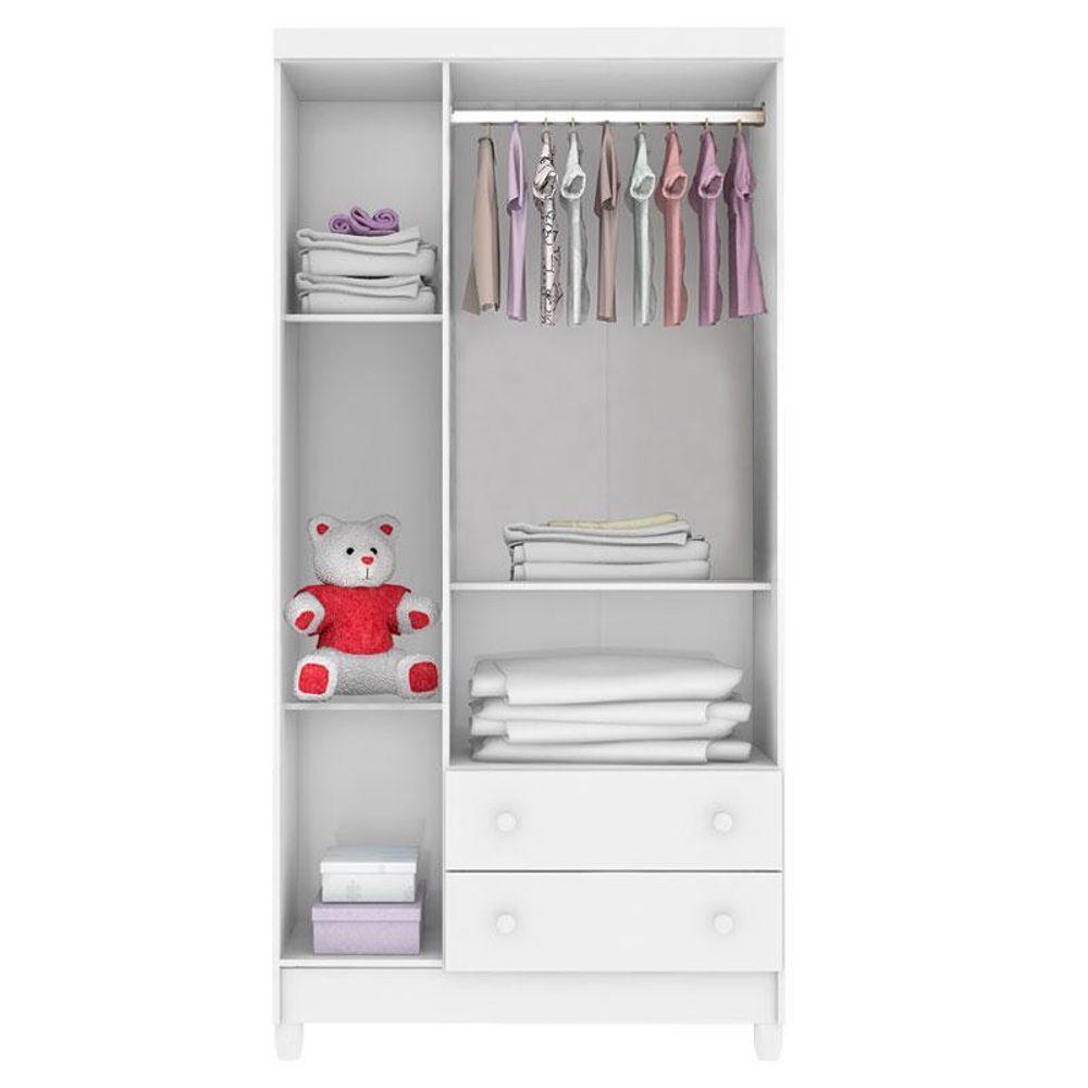 Miniatura Guarda Roupa Infantil 3 Portas Mariah Branco Brilho - Carolina