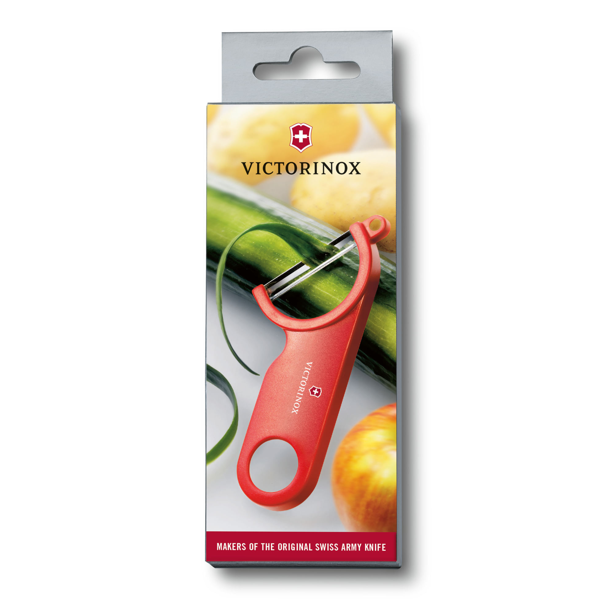 Miniatura Kit Descascador de frutas e legumes lâmina lisa + Faca Swiss Classic lâmina lisa 8cm Vermelho vermelho