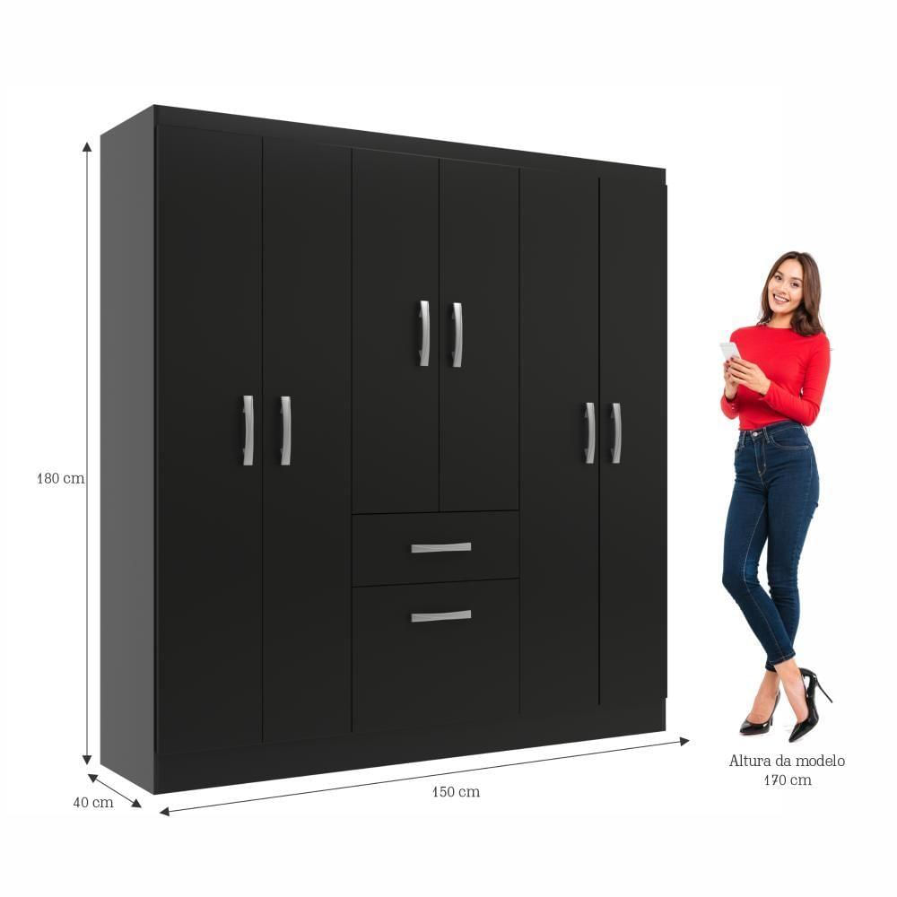 Miniatura Guarda Roupas New Marbela 07 Portas E 01 Gaveta - Black Black