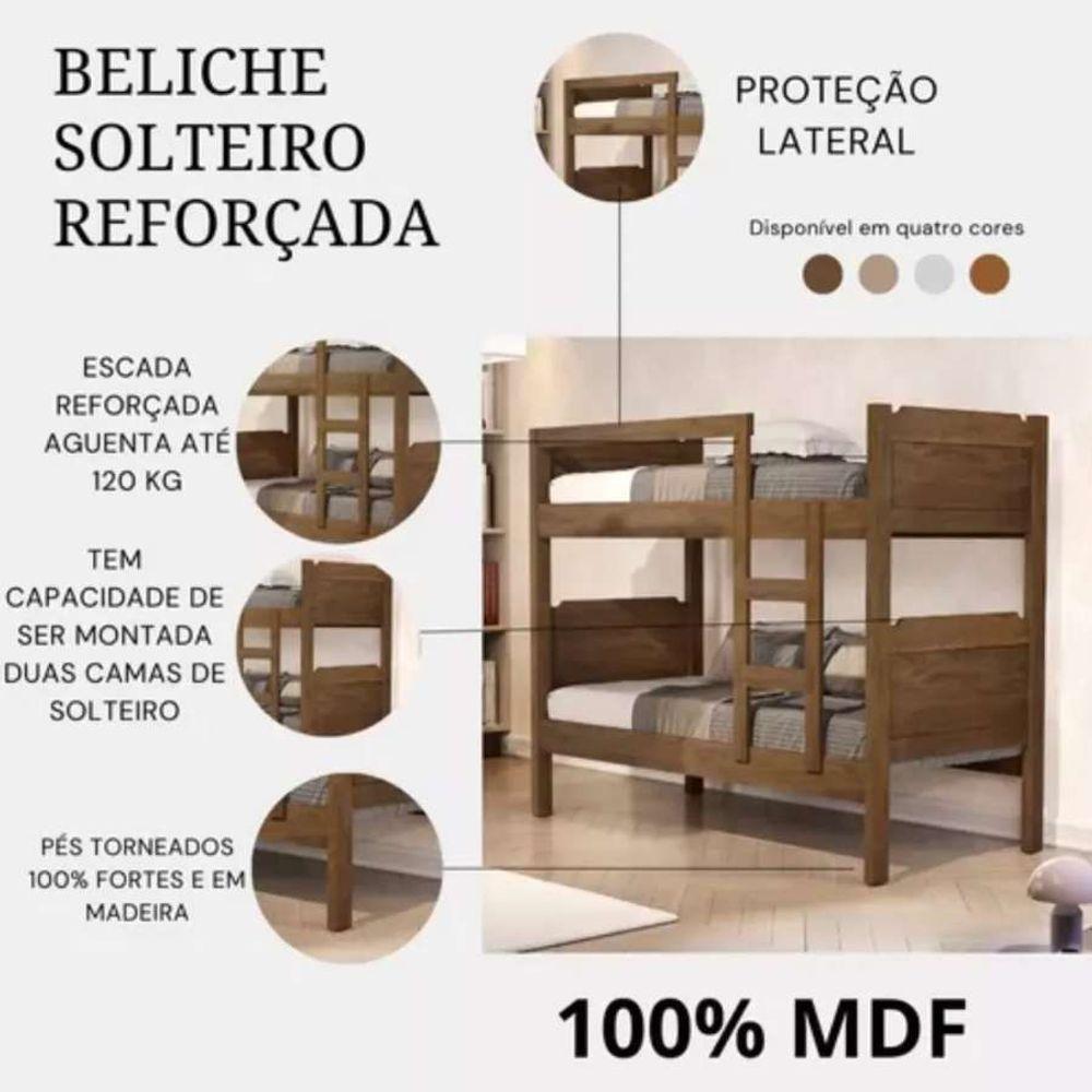 Miniatura Beliche Bicama Solteiro Padrão Escada Grade Proteção Vira 2 Camas Castanho