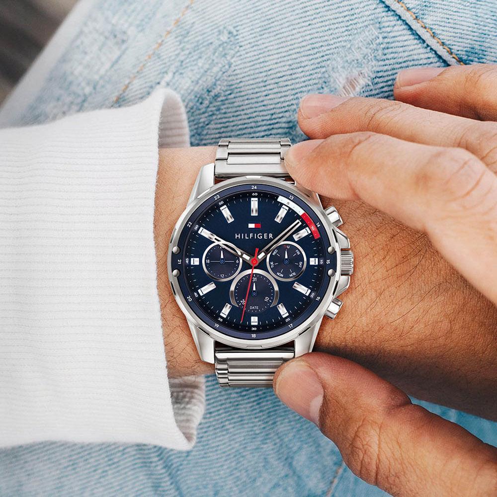 Miniatura Relógio Tommy Hilfiger Masculino 1791788 Aço Prata