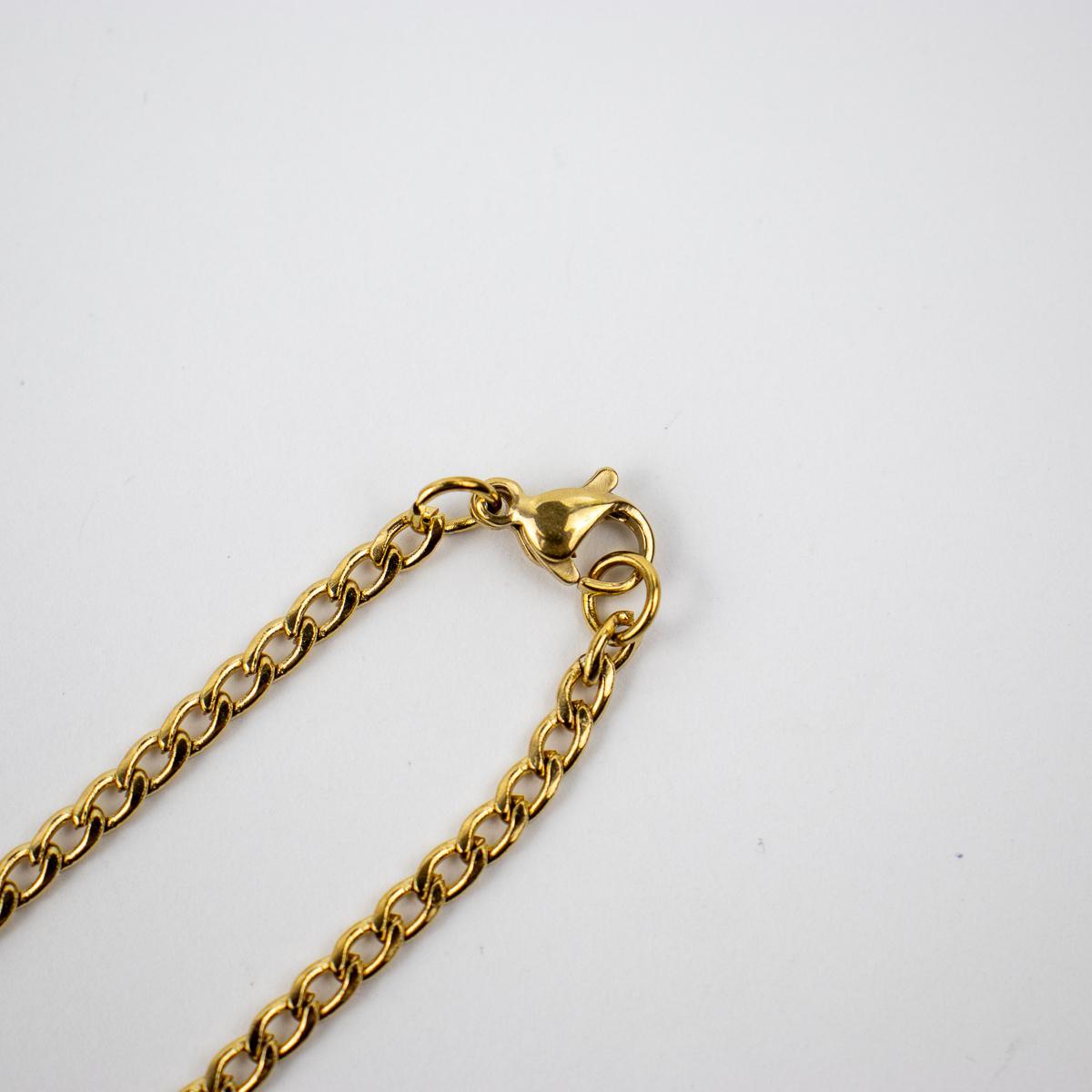 Miniatura Colar Corrente Pingente Espada De Ogum 3,5 Cm Dourado