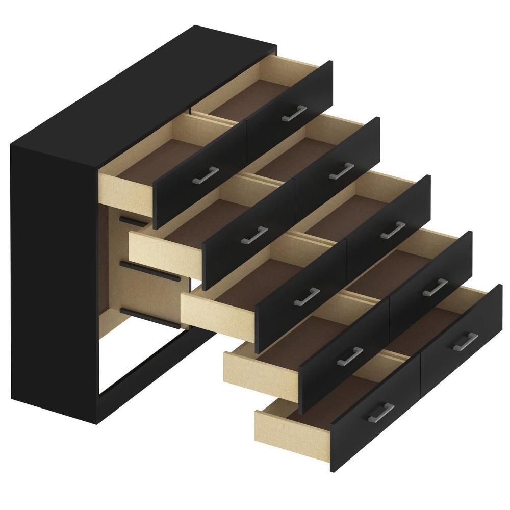 Miniatura Cômoda para Quarto 10 Gavetas Caribe Preto