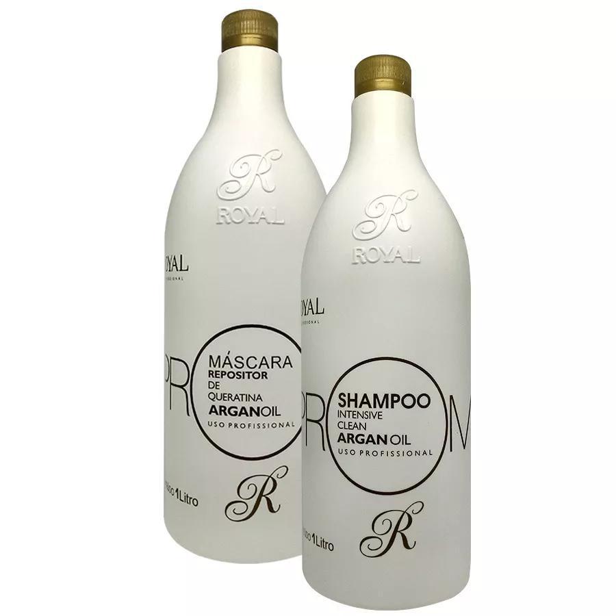 Miniatura Escova Progressiva Argan Oil Royal Promax 2X1000Ml Pote - Formal - branco - Alisamento - Creme - Máscara - 2022