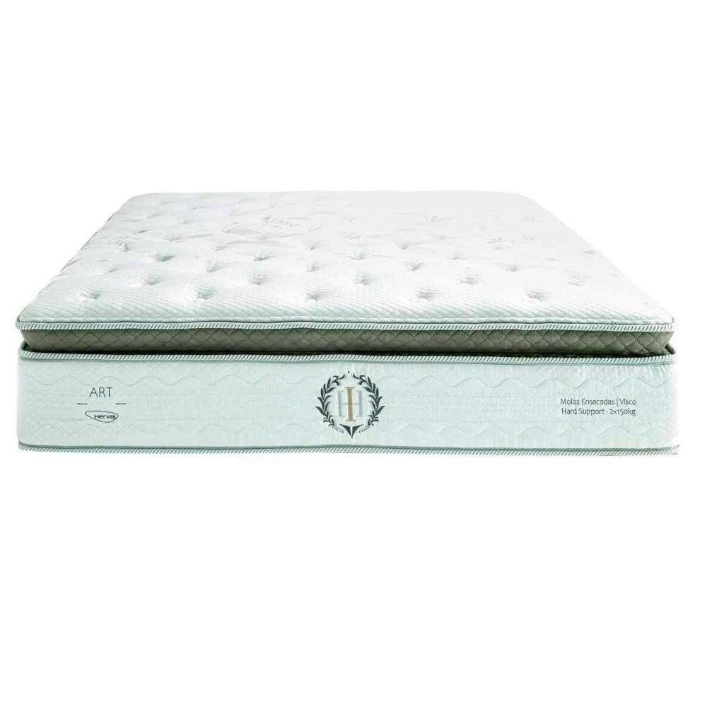 Miniatura Cama Box King: Colchão Molas Ensacadas Herval Imperatore Gold C1655 + Base Crc Suede Gray (193x203x34)