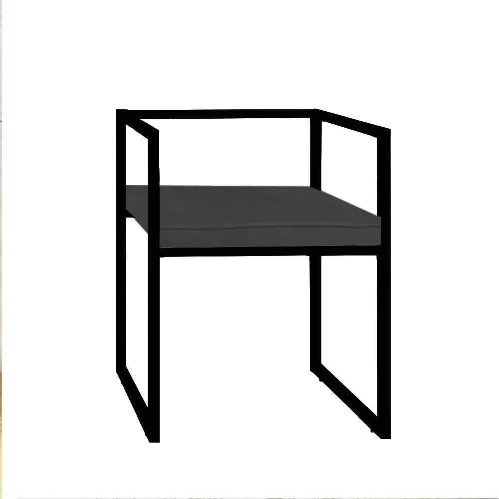 Miniatura Kit 04 Cadeira De Jantar Cubo Ferro Preto Corino Cinza