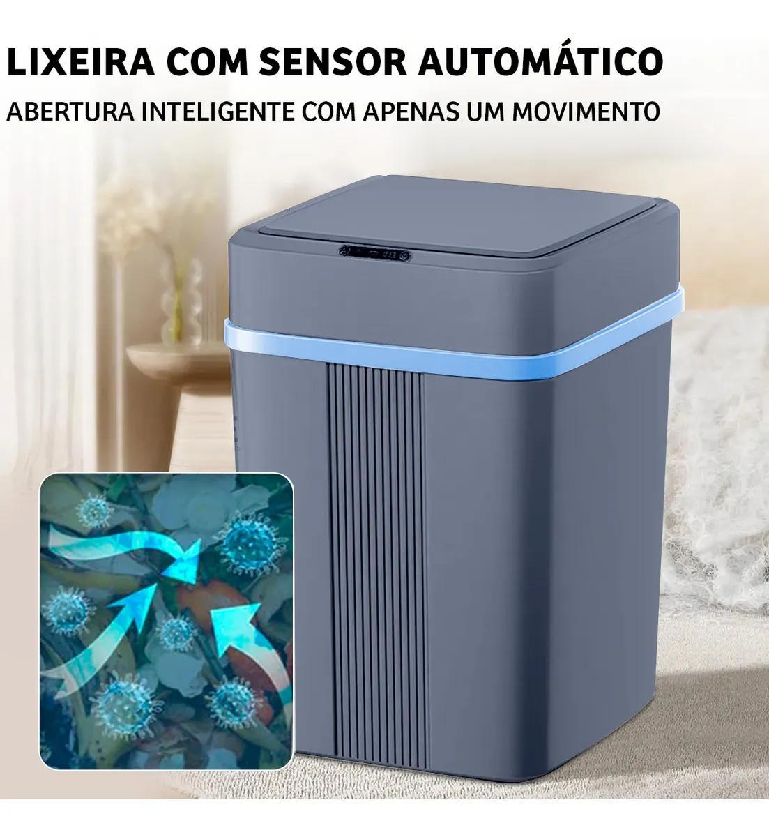 Miniatura Lixeira Automática Com Sensor 18 Litros - Cinza