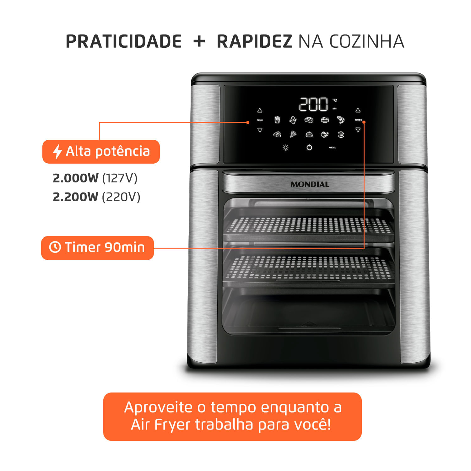 Fritadeira Elétrica Forno Oven 12L Mondial AFO-12L-BI 127V