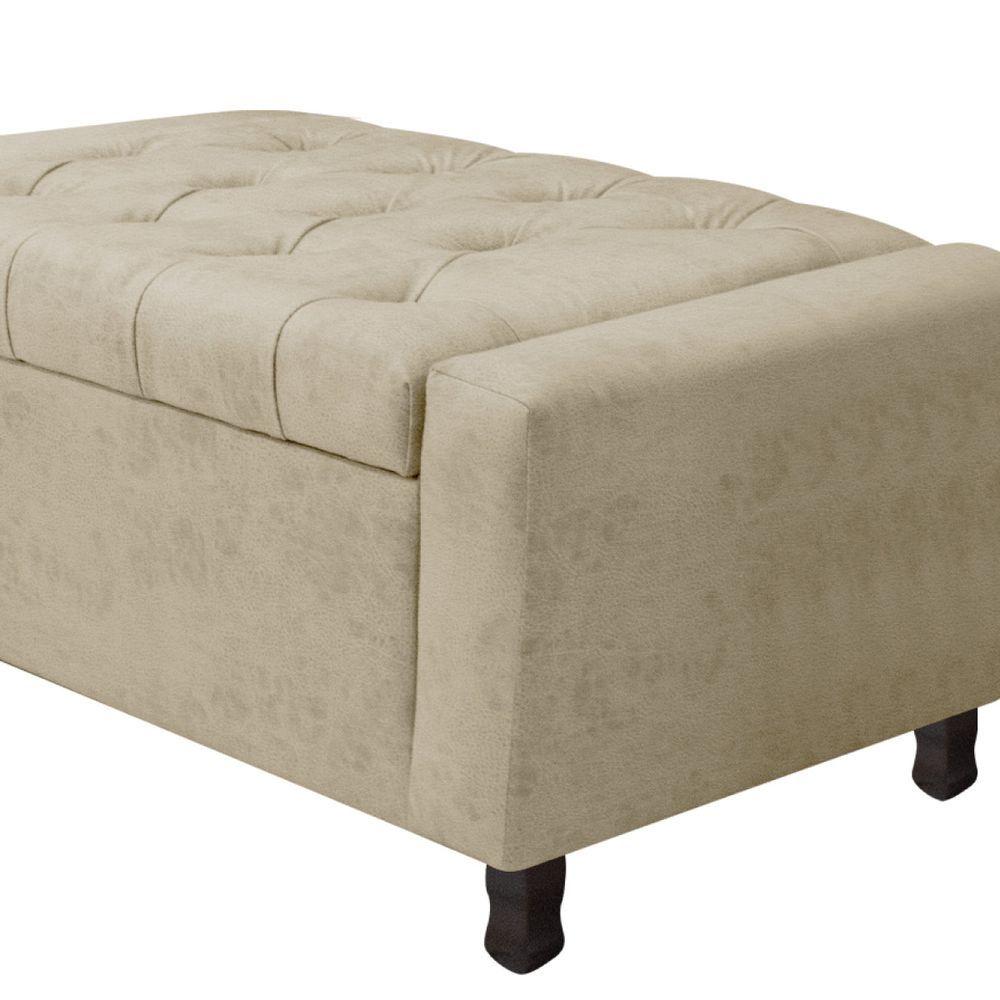 Miniatura Calçadeira Baú Queen Everest P02 160 Cm Para Cama Box Corano - Amarena Móveis Bege