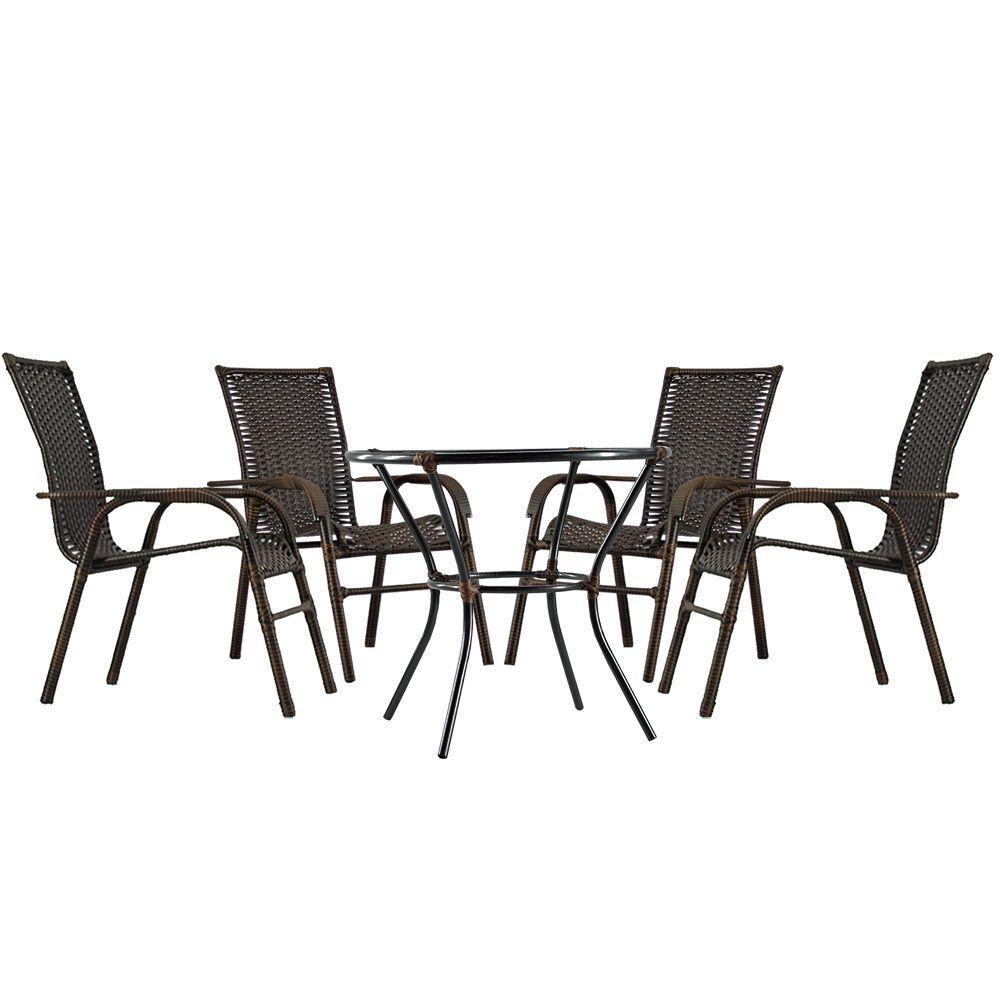 Miniatura Jogo Com 4 Cadeiras + Mesa Em Fibra Sintética Área Externa