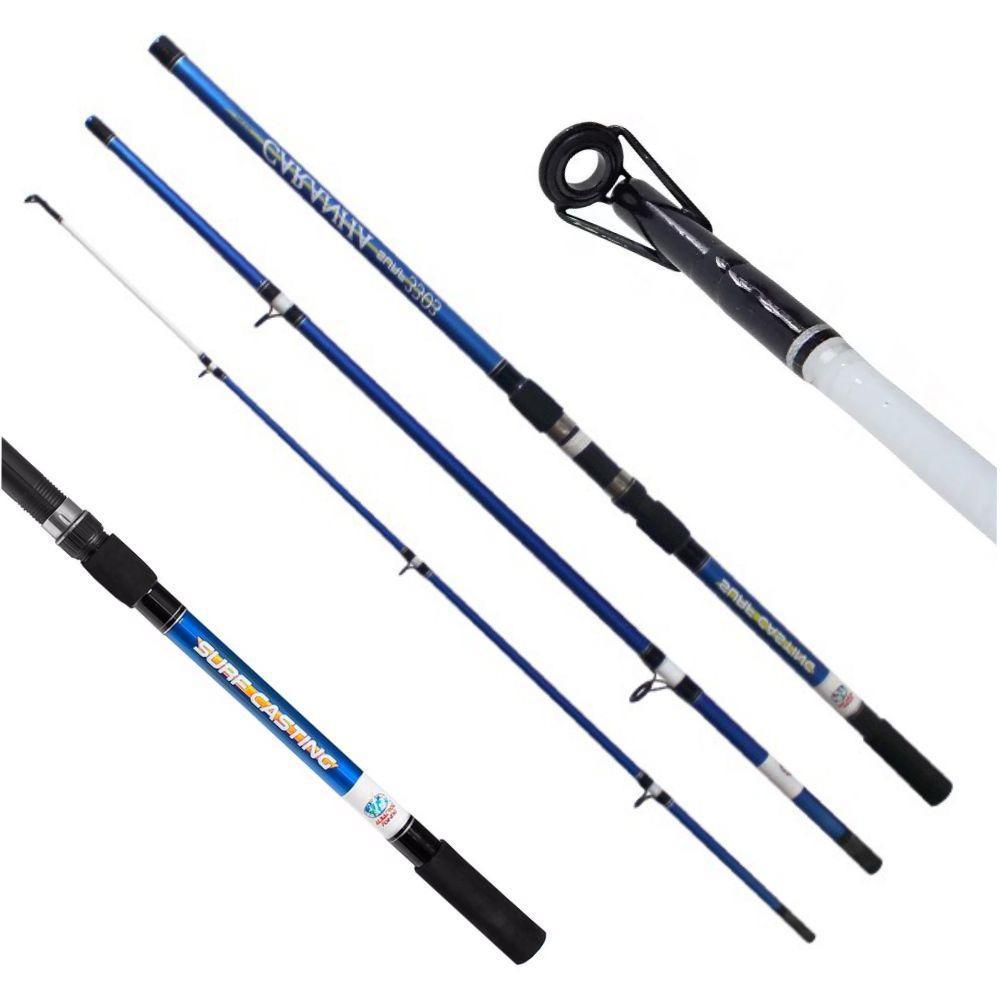 Miniatura Vara Pesca De Praia 4,50 Metros Albatroz Caranha 60 Lb Azul