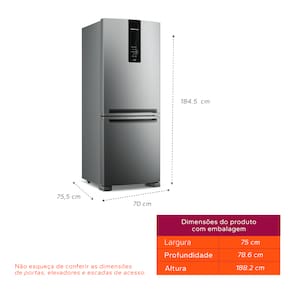 Geladeira Brastemp BRE57FK Frost Free Inverse com Painel Digital, Turbo Freezer e Ice Inox – 447L 110V