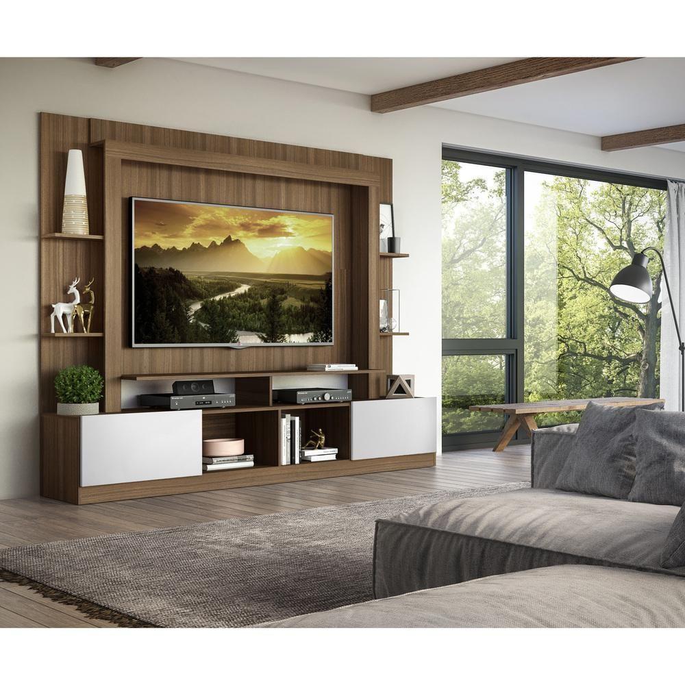 Rack Com Painel Tv 65" Madeirado/Branco