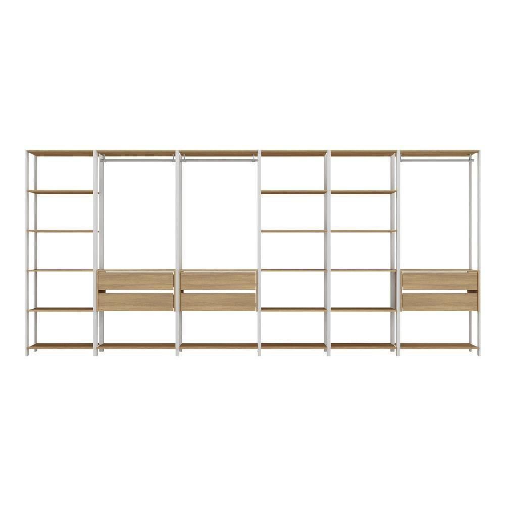 Miniatura Guarda Roupas Closet Modulado 405cm 6 Peças Com 6 Gavetas E Cabideiros Multimóveis MP4322 Branco Madeirado
