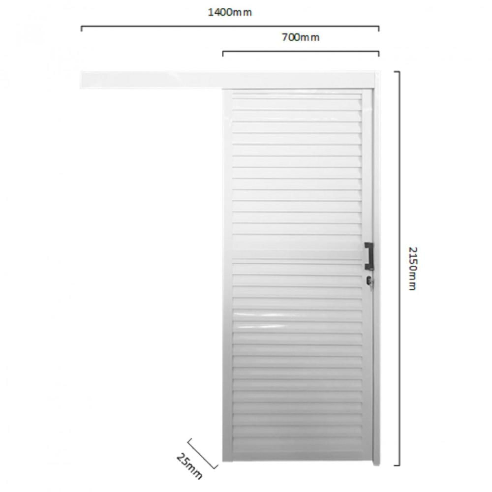 Miniatura Porta de Correr Sobrepor de Alumínio Laminada 215x 70cm MGM Branco
