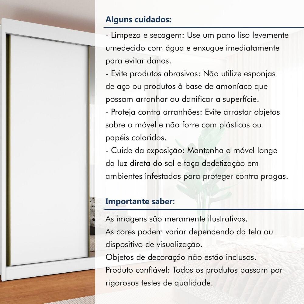 Guarda-roupa Casal 2 Portas de Correr 100% Mdf Branco