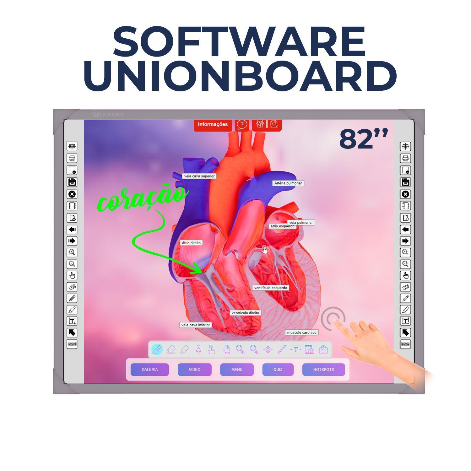Miniatura Lousa Interativa Digital Touch Unionboard Cinza 82 Polegdas