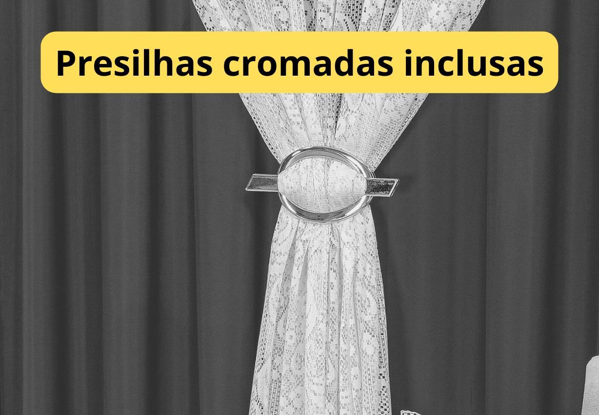 Curtina Renda 3M + 4 Capas Almofadas E Presilhas Cor Azul