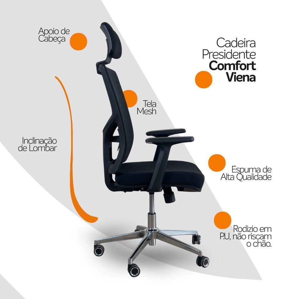 Miniatura Kit 3 Cadeiras Presidente Oficial Comfort Viena Com Apoio