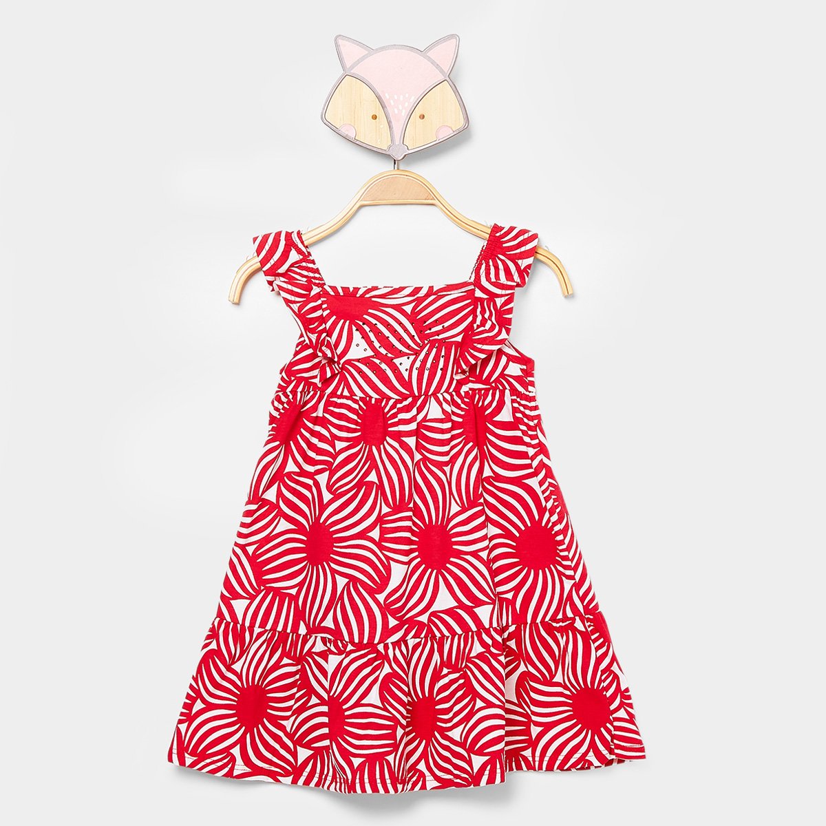 Miniatura Vestido Infantil Kyly Floral Menina Vermelho - 1A