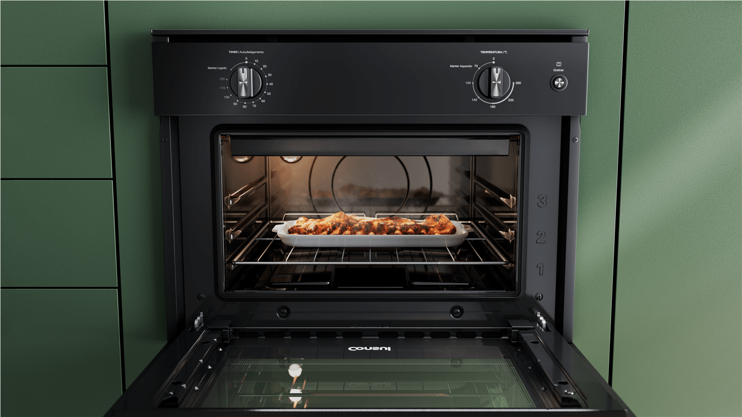 Forno de Embutir Elétrico 47 litros Consul Preto com Timer e Função Gratinar - COB47BE 110V