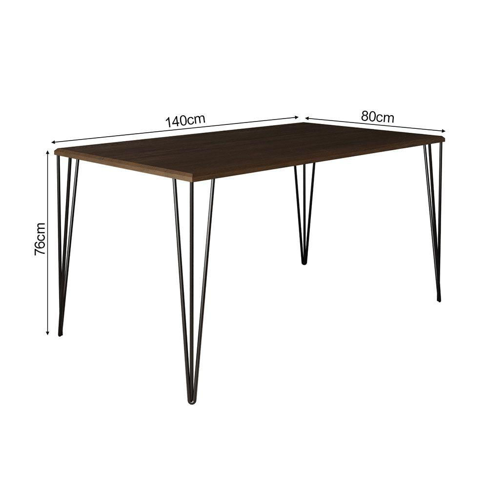 Jogo De Mesa Elen Retangular 140X80Cm Preto Com 4 Cadeiras Katrina Off White Assent - Preto