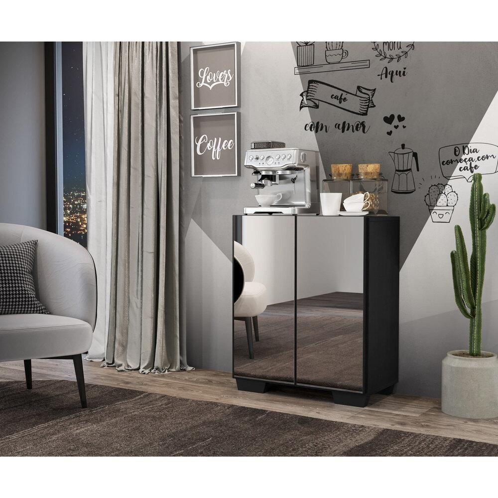 Miniatura Aparador Buffet 2 Portas Com Espelho Vegas V3614 Preto